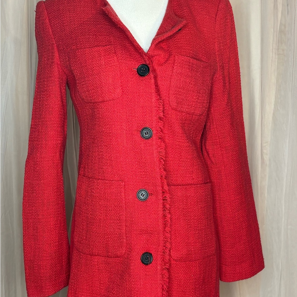 Karl Lagerfeld Red Blazer with Notched Lapel and Tailored Fit